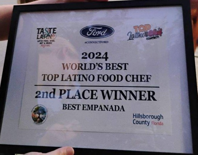 Second Place Best Empanada award in the 2024 World's Best Top Latino Food Chef competition
